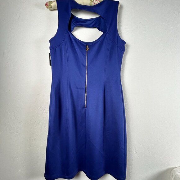 Guess Women Cut Out Sheath Dress Size 14 Blue Sleeveless Lined Back Zip New $118 - Picture 2 of 11